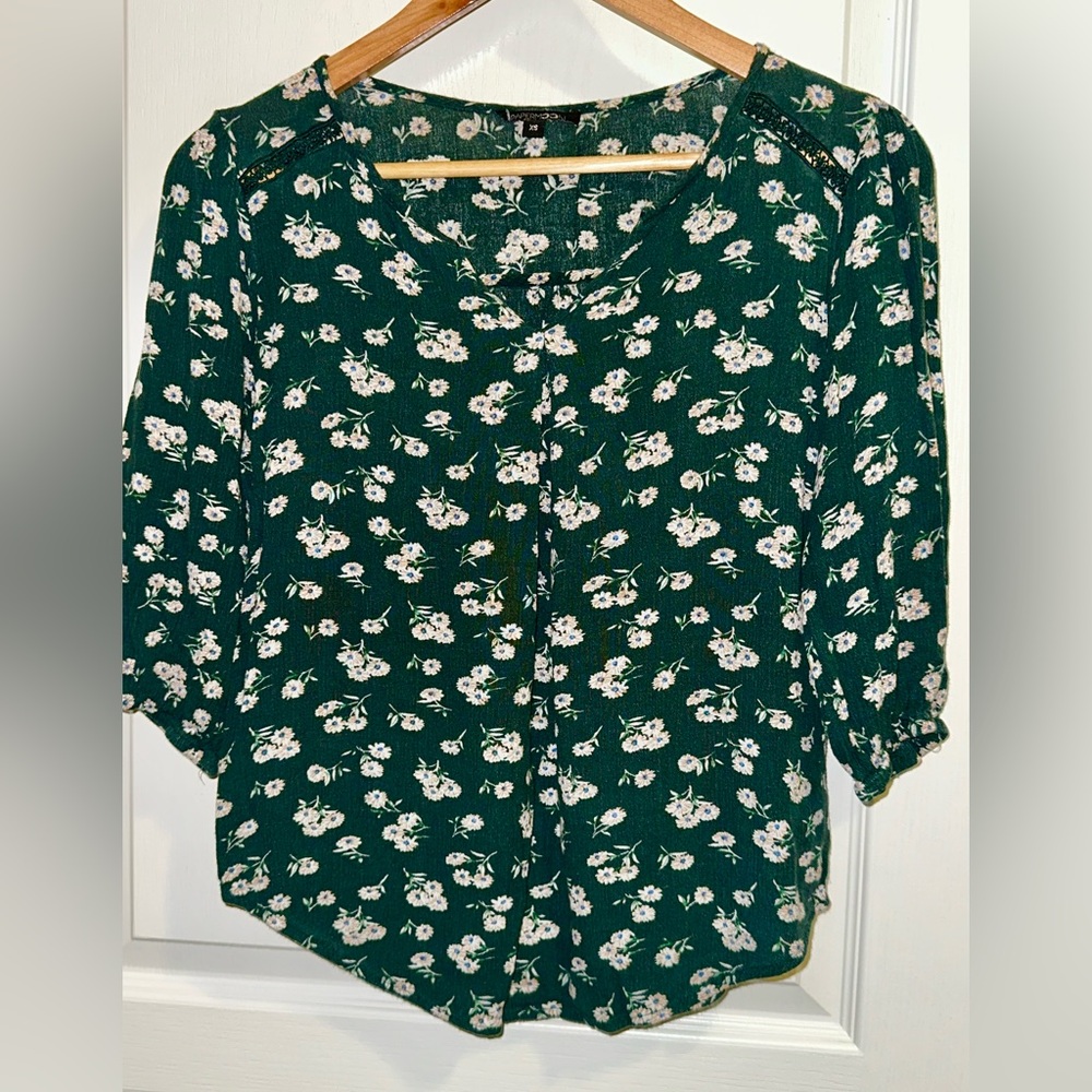 Papermoon Dark Green Floral Blouse